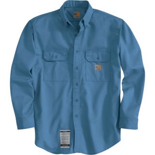 Carhartt Flame Resistant Twill Shirt with Pocket Flap   Blue, Small, Regular