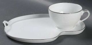 Noritake Reina (6450q) Snack Plate & Cup Set, Fine China Dinnerware   White On W