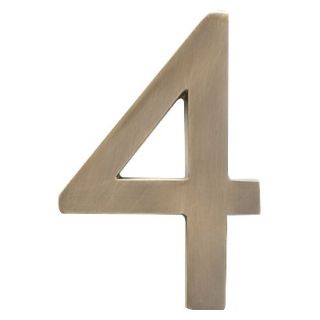 Architectural Mailbox 4 Cast Floating House Number 4 Antique Brass