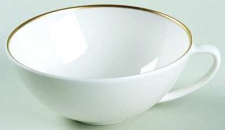 Calvin Klein Gilded Gold Band Flat Cup, Fine China Dinnerware   All White, Rim,
