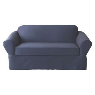 Sure Fit Twill 2pc Sofa Slipcover   Denim Blue