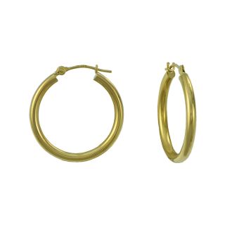 14K Gold Round Polished 21mm Hoop Earrings, Womens