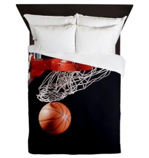  Basketball in hoop, close up   Queen Duvet