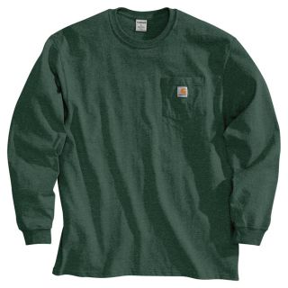 Carhartt Workwear Long Sleeve Pocket T Shirt   Hunter Green, 4XL, Big Style,