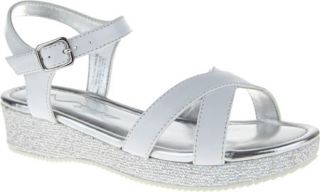 Girls Nina Nicolette   White Glitter Mesh Patent Sandals