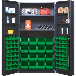 Quantum Storage Cabinet With 64 Bins   36 Inch x 24 Inch x 72 Inch Size, Green