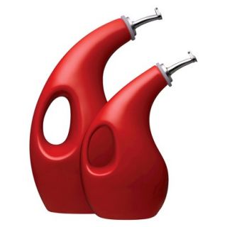 Rachael Ray 2 Piece EVOO and Vinegar Dispensers Set   Red
