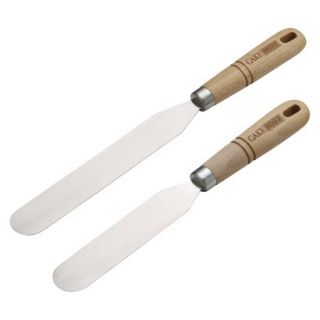 Cake Boss Wooden Tools and Gadgets 2 Piece Stainless Steel Icing Spatula Set
