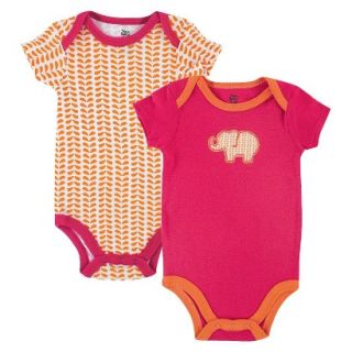 Yoga Sprout Newborn Girls 2 Pack Bodysuit Set   Pink/Orange 9 12 M