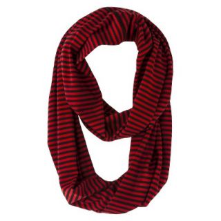 Striped Jersey Knit Infinity Scarf   Red