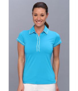 adidas Golf Piped Polo 14 Womens Short Sleeve Pullover (Blue)