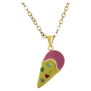 Lily Nily 18K Gold Overlay Enamel Childrens Ice Cream Cone Pendant   Pink