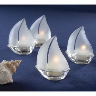 Glass Sailboat Tealight (Set of 12)