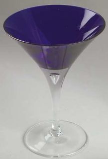 Block Crystal Stockholm Martini Glass   Cobalt Bowl, Clear, Air Bubble Stem
