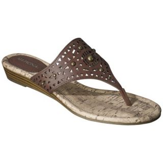 Womens Merona Elisha Perforated Studded Sandals   Brown 6.5