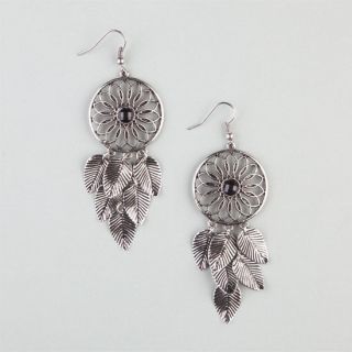 Medallion Leaf Cluster Earrings Silver One Size For Women 240305140