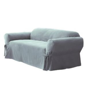 Sure Fit Soft Suede Loveseat Slipcover   Smoke Blue