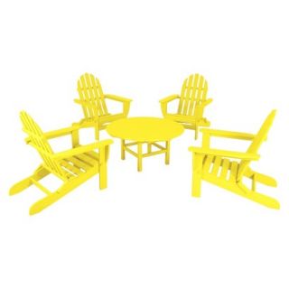 Polywood 5 Piece Adirondack Conversation Furniture Set   Yellow