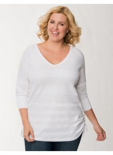 Lane Bryant Plus Size Side ruched sweater     Womens Size 14/16, White