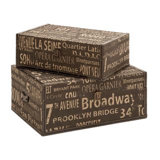 Classic Old Time Wood Leather 2 piece Box Set