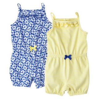 Just One YouMade by Carters Newborn Girls 2 Pack Romper Set   Blue/Yellow 9 M