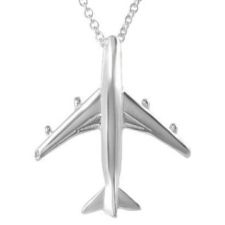 Journee Collection Sterling Silver Airplane Necklace   Silver