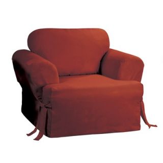 Sure Fit Cotton Duck T Cushion Chair Slipcover   Claret