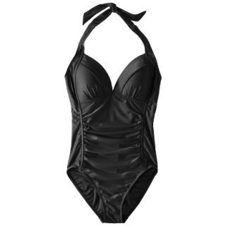 Merona Womens Halter 1 Piece Swimsuit  Black XS