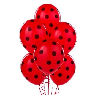 Red with Black Polka Dots Latex Balloons