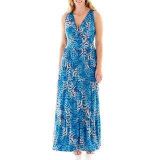 St. Johns Bay Sleeveless V Neck Maxi Dress   Plus, Blue