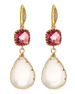 Crystal & Rose Quartz Drop Earrings