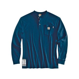 Carhartt Flame Resistant Long Sleeve T Shirt   Navy, 4XL, Big Style, Model