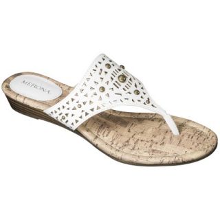 Womens Merona Elisha Perforated Studded Sandals   White 7