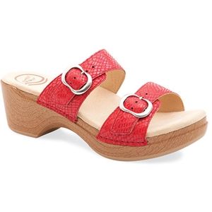 Dansko Womens Sophie Red Snake Sandals, Size 42 M   9841 382200