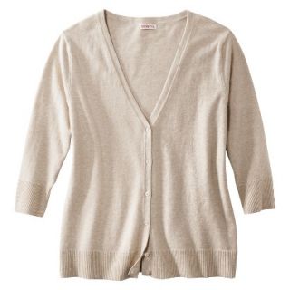 Merona Womens Plus Size 3/4 Sleeve V Neck Cardigan Sweater   Oatmeal 3