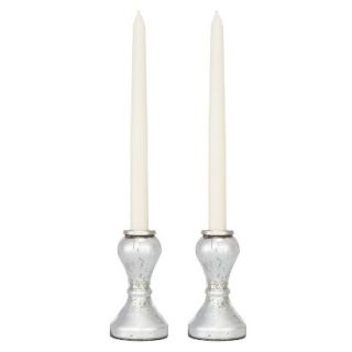 Threshold 2 Pack Mercury Glass Taper Candleholder With 6 Pack Tapers   Ivory
