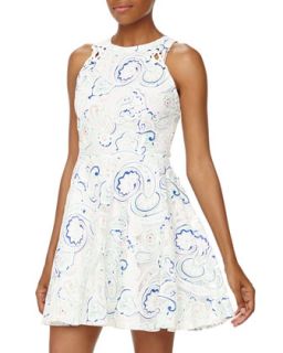 Paisley Lace Up Fit and Flare Dress, Ivory