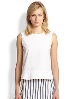 Theory Palatial Button Back Stretch Cotton Top   White