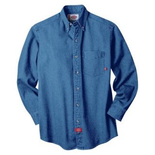 Dickies Mens Relaxed Fit Denim Work Shirt   Stone Washed Blue XLT