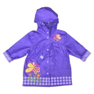 Raindrops Infant Toddler Girls Butterfly Raincoat   Purple 2T