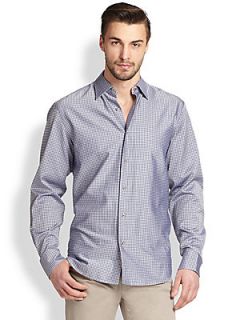  Collection Houndstooth Jacquard Sportshirt   Blue