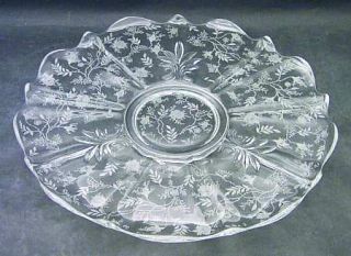 Fostoria Chintz (Etched) 14 Baroque Torte Plate   Stem #6026, Etch #338