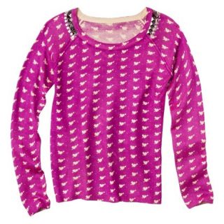 Juniors Studded Pullover Sweater   Radiant Orchid L
