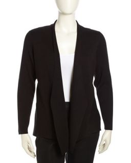 Silk Cotton Interlock Jacket, Black, Womens
