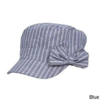 Magid Cotton Canvas Striped Cadet Hat With Bow