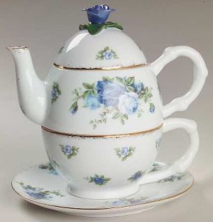 Royal Albert Moonlight Rose Individual Teapot & Lid with Cup & Saucer, Fine Chin
