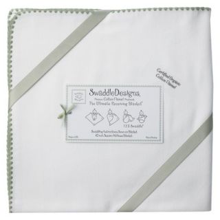 Swaddle Designs Organic Ultimate Receiving Blanket   Ivory with Sage Trim
