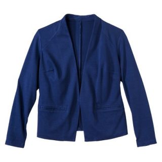 Merona Womens Plus Size Ponte Collarless Jacket   Blue 3