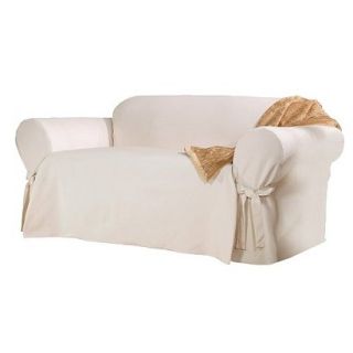 Sure Fit Cotton Sailcloth Loveseat Slipcover   Natural