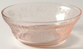 Hazel Atlas Florentine #1 Pink Fruit/Dessert Bowl   Pink Flowers,Depression Glas
